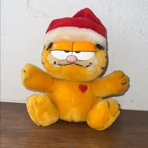 1981 Garfield Plush Toy with Santa Hat